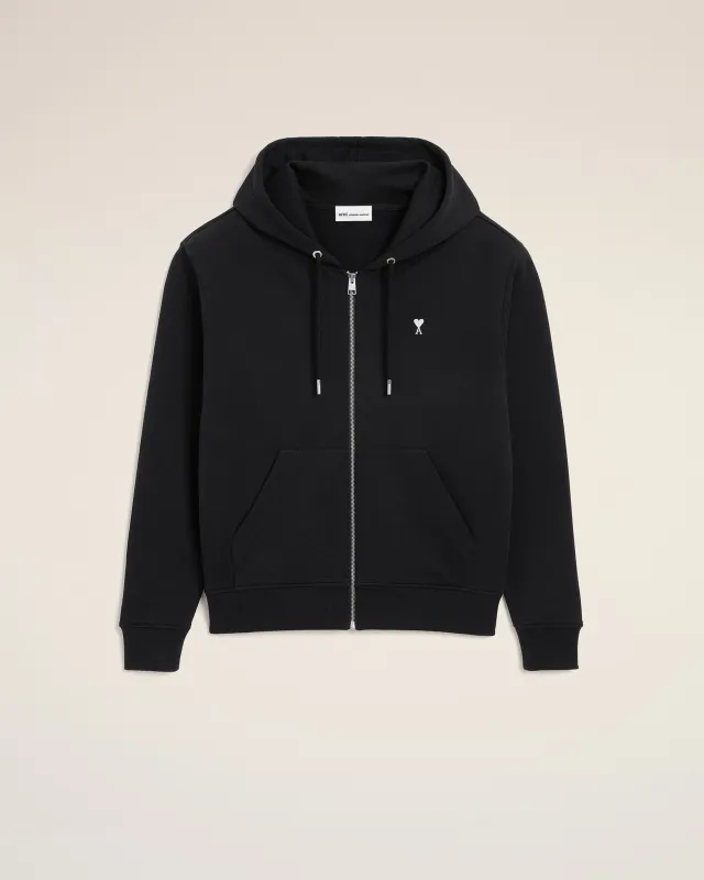 Hoodie Zippé Noir Ami De Coeur en Coton sold by Ami