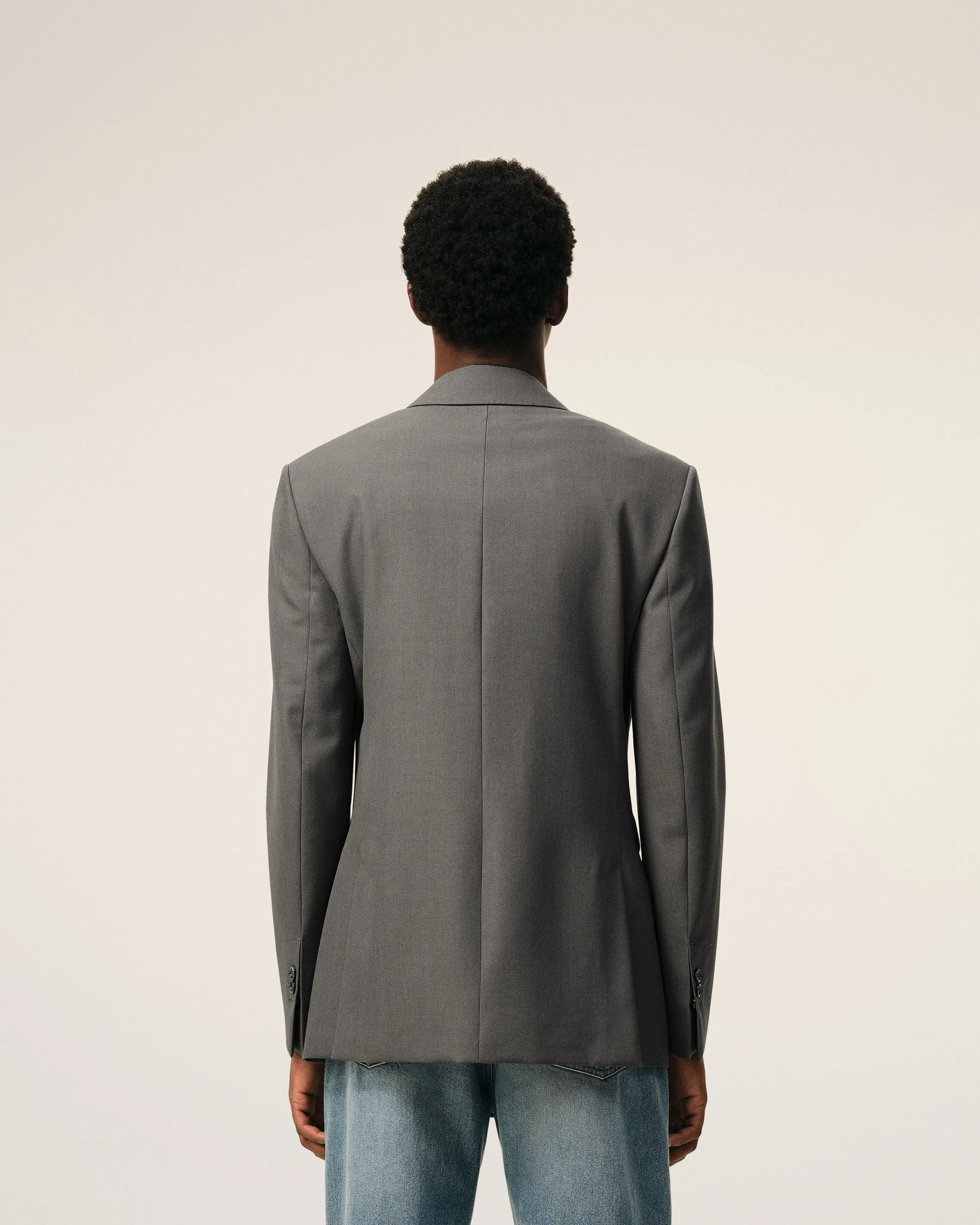Veste Droite Double Boutonnage Gris en Laine Vierge sold by Ami product image thumbnail 5