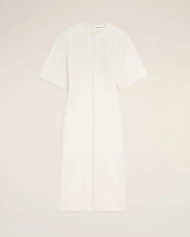 Robe Longue Blanche Ajustée en Coton made by Ami