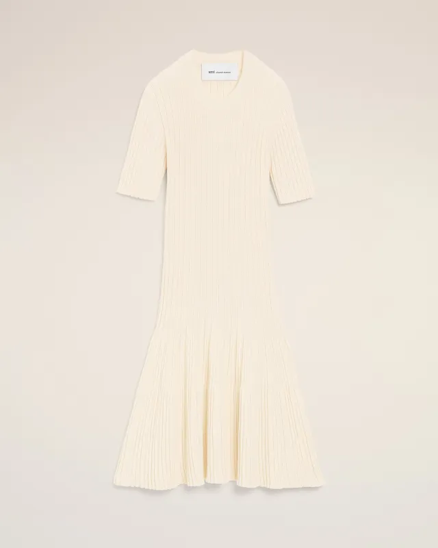 Robe Mini Blanche A Godets en Maille made by Ami