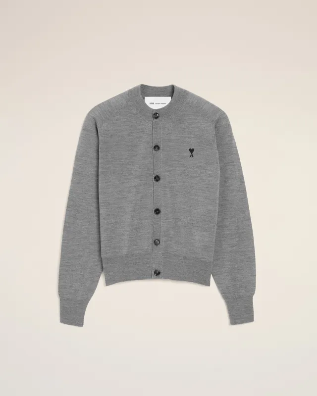 Cardigan Gris Col Rond Ami De Coeur en Laine made by Ami