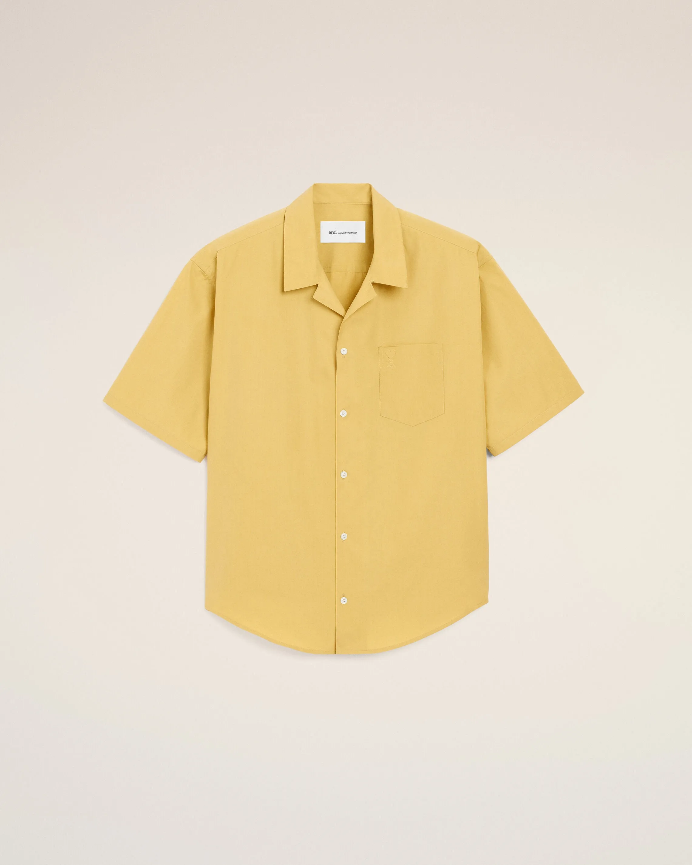 Chemise Boxy jaune Manches Courtes Col Requin en Coton sold by Ami