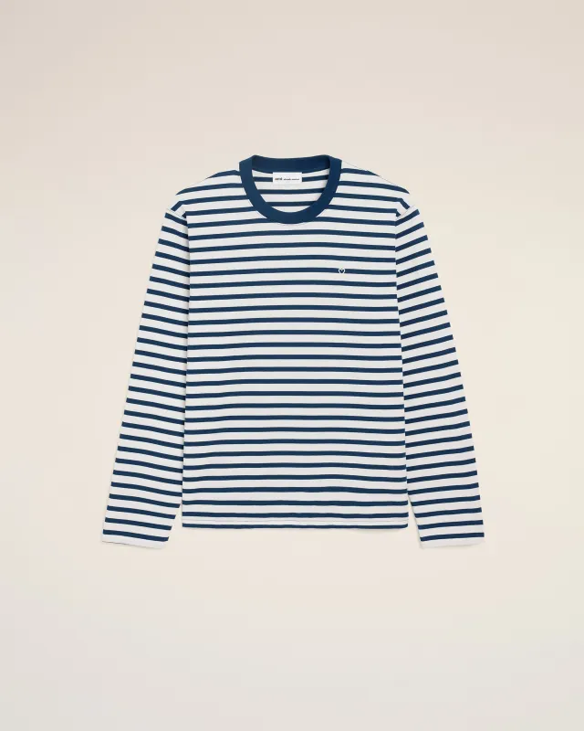 T-shirt Bleu Marinière Manches Longues Ami De Coeur en Coton made by Ami