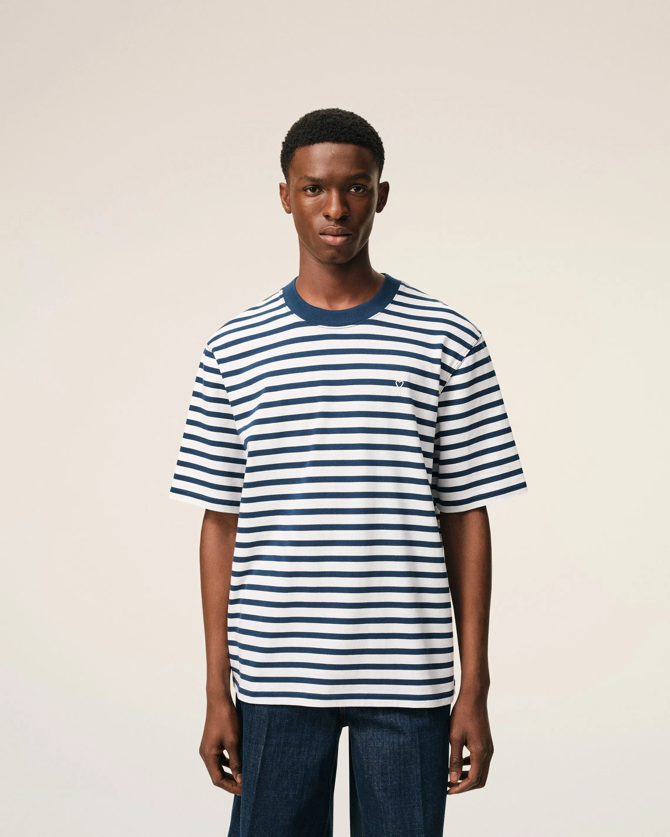 T-shirt Bleu Marinière Coupe Boxy Ami De Coeur en Coton sold by Ami product image thumbnail 3