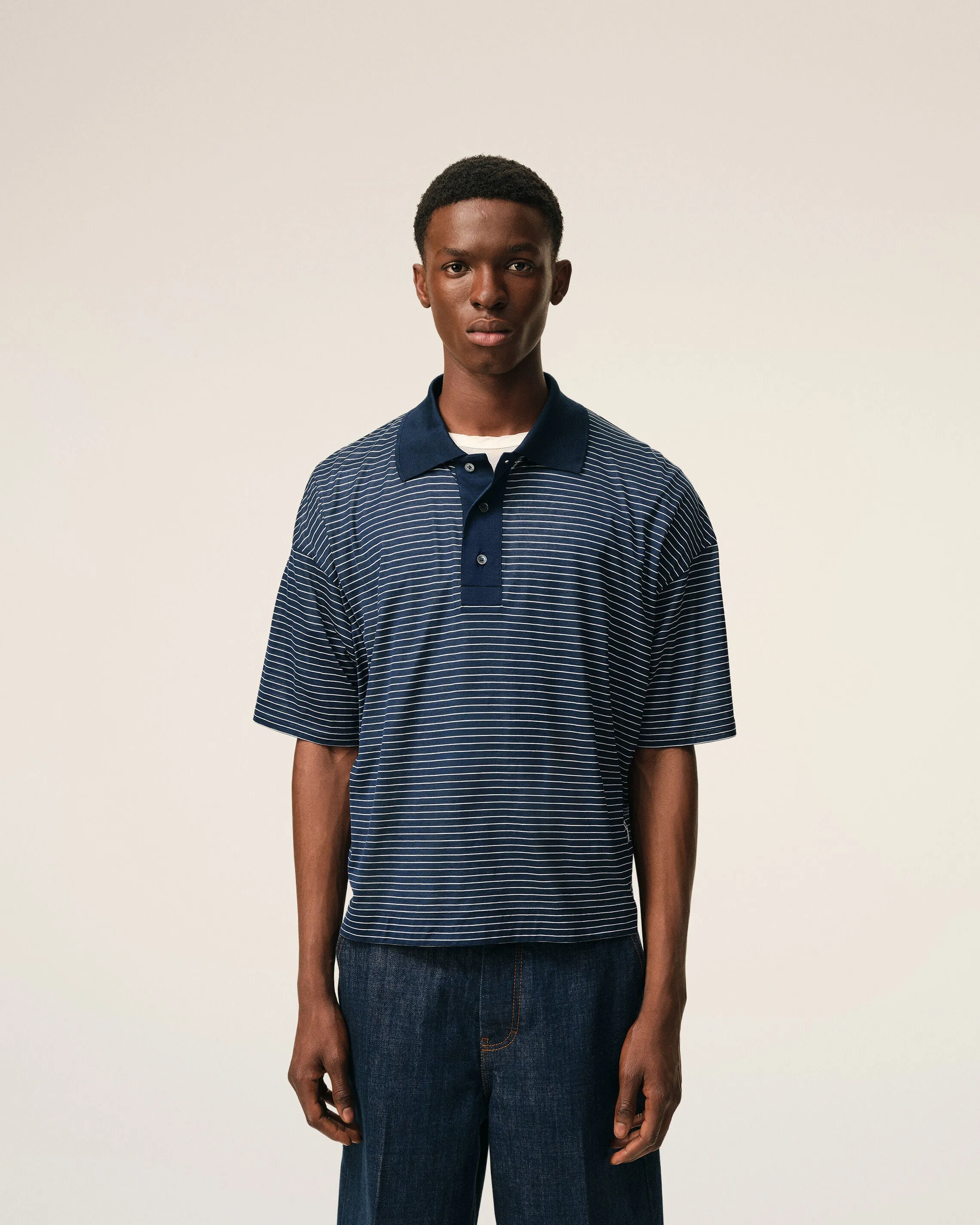 Polo Bleu Rayé Ami De Coeur en Coton sold by Ami product image thumbnail 3