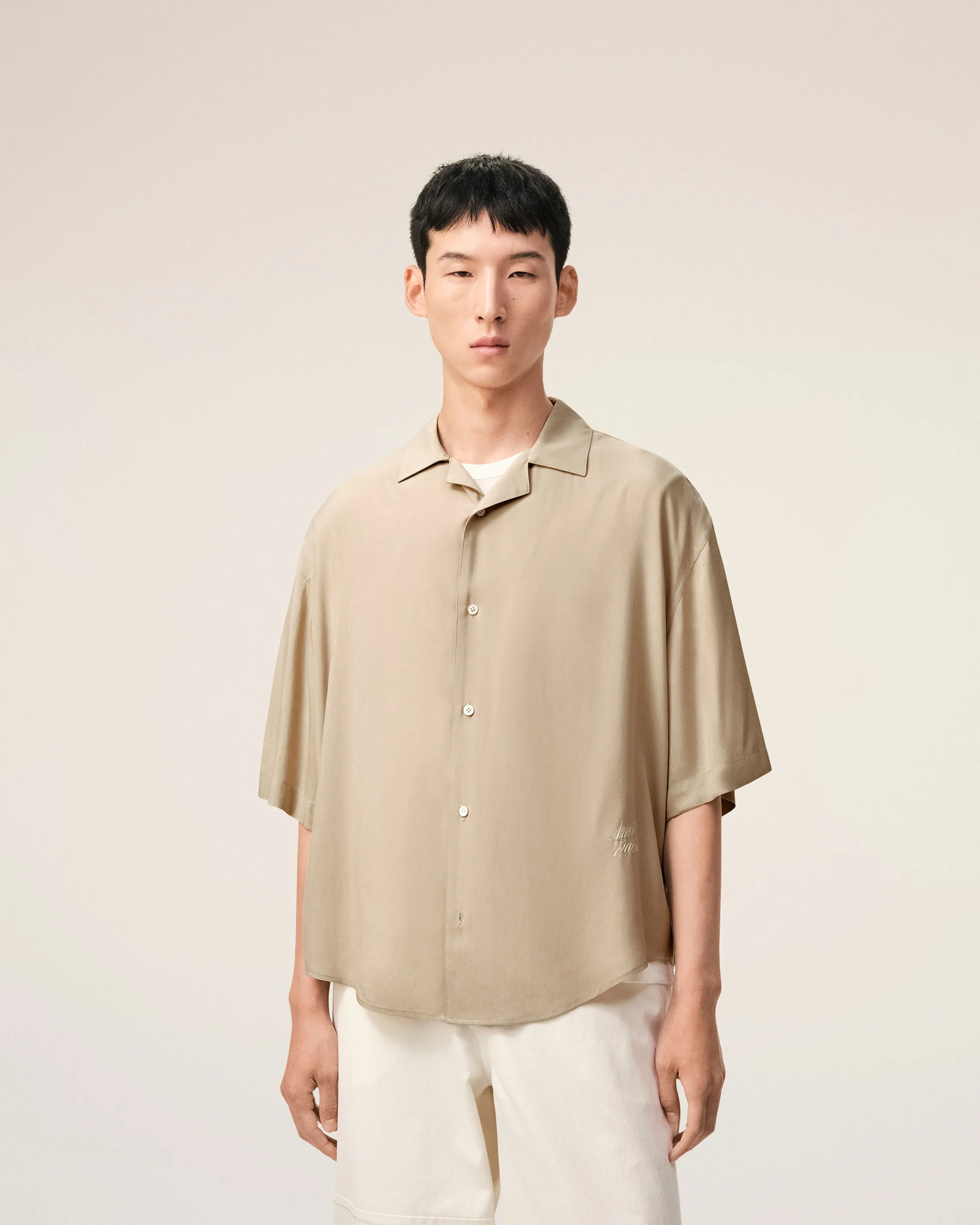 Chemise Boxy Beige Manches Courtes Ami Paris Brodé sold by Ami product image thumbnail 3