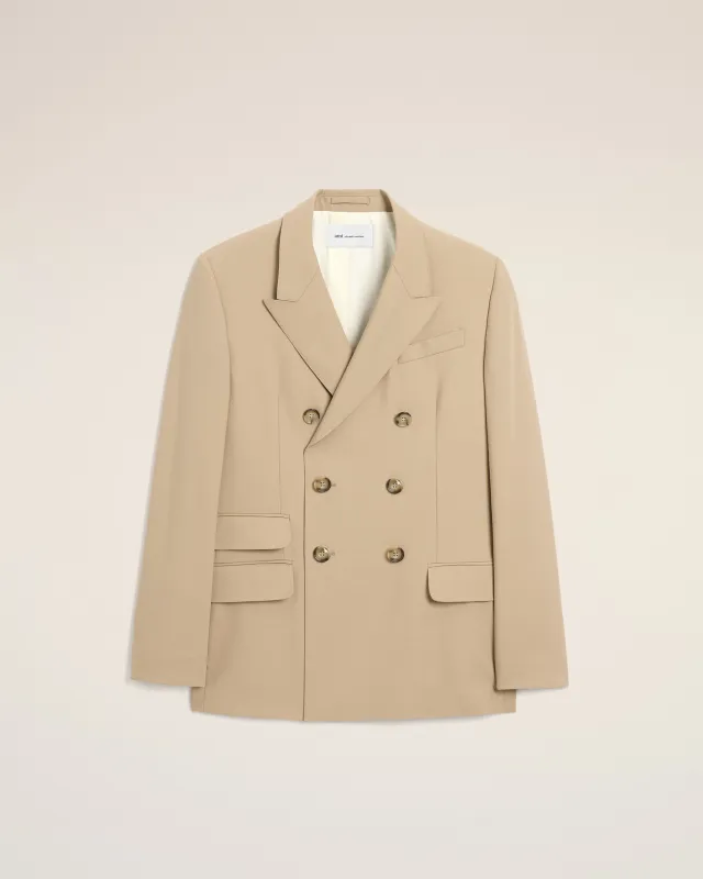 Veste Droite Double Boutonnage Beige en Laine Vierge sold by Ami