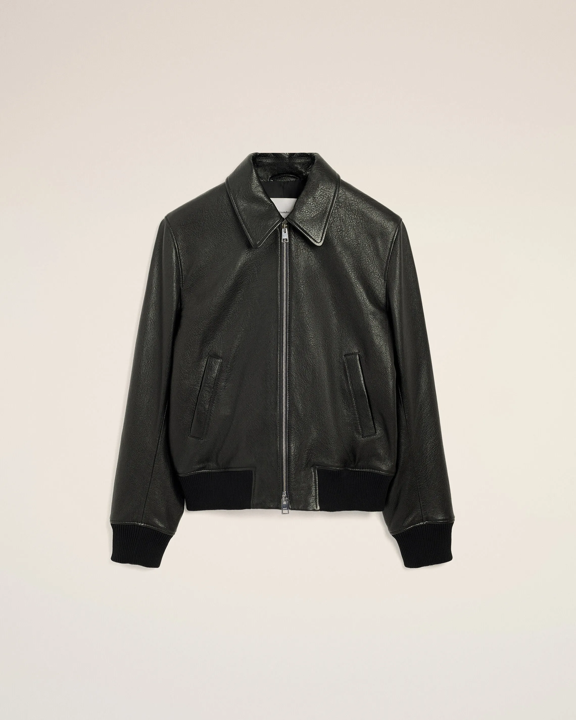 Veste Noire Zippée en Cuir D'Agneau sold by Ami