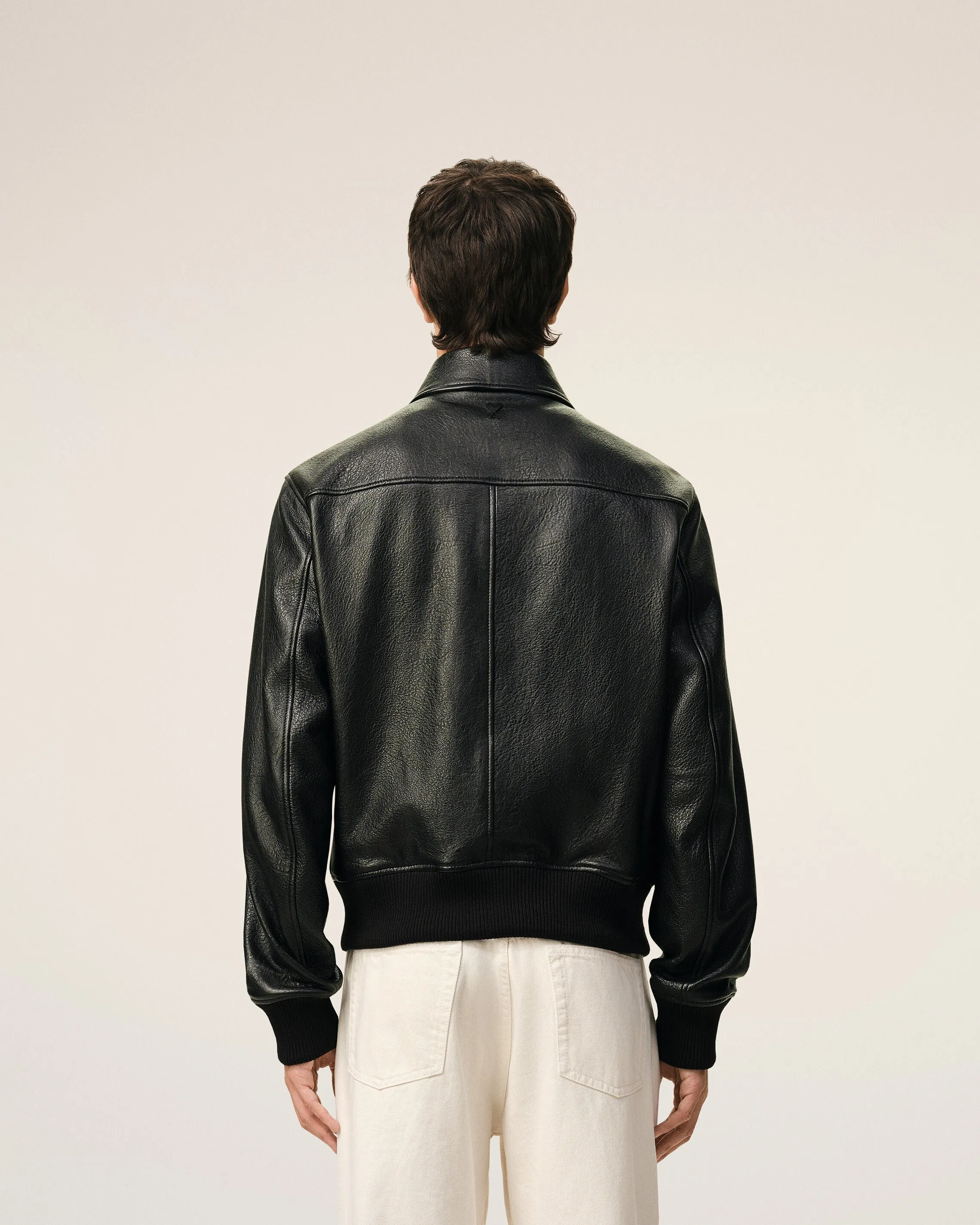 Veste Noire Zippée en Cuir D'Agneau sold by Ami product image thumbnail 5