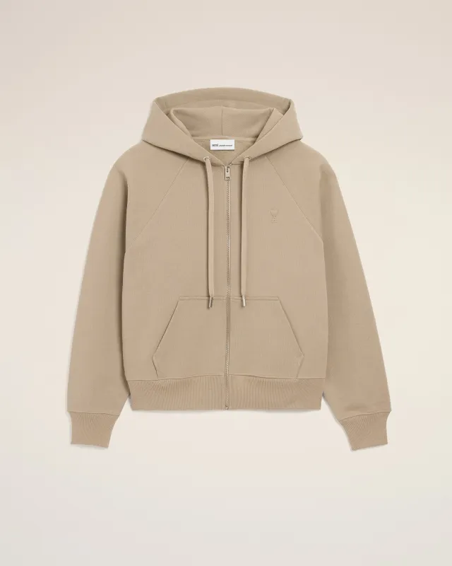 Hoodie Zippé Beige Ami De Coeur Embossé en Coton sold by Ami
