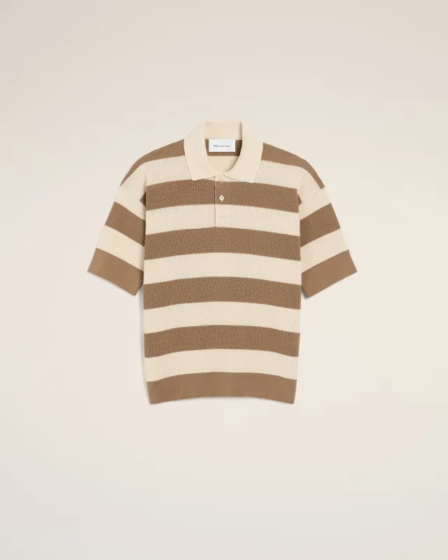 Polo Blanc Et Marron Ami De Coeur en Coton made by Ami