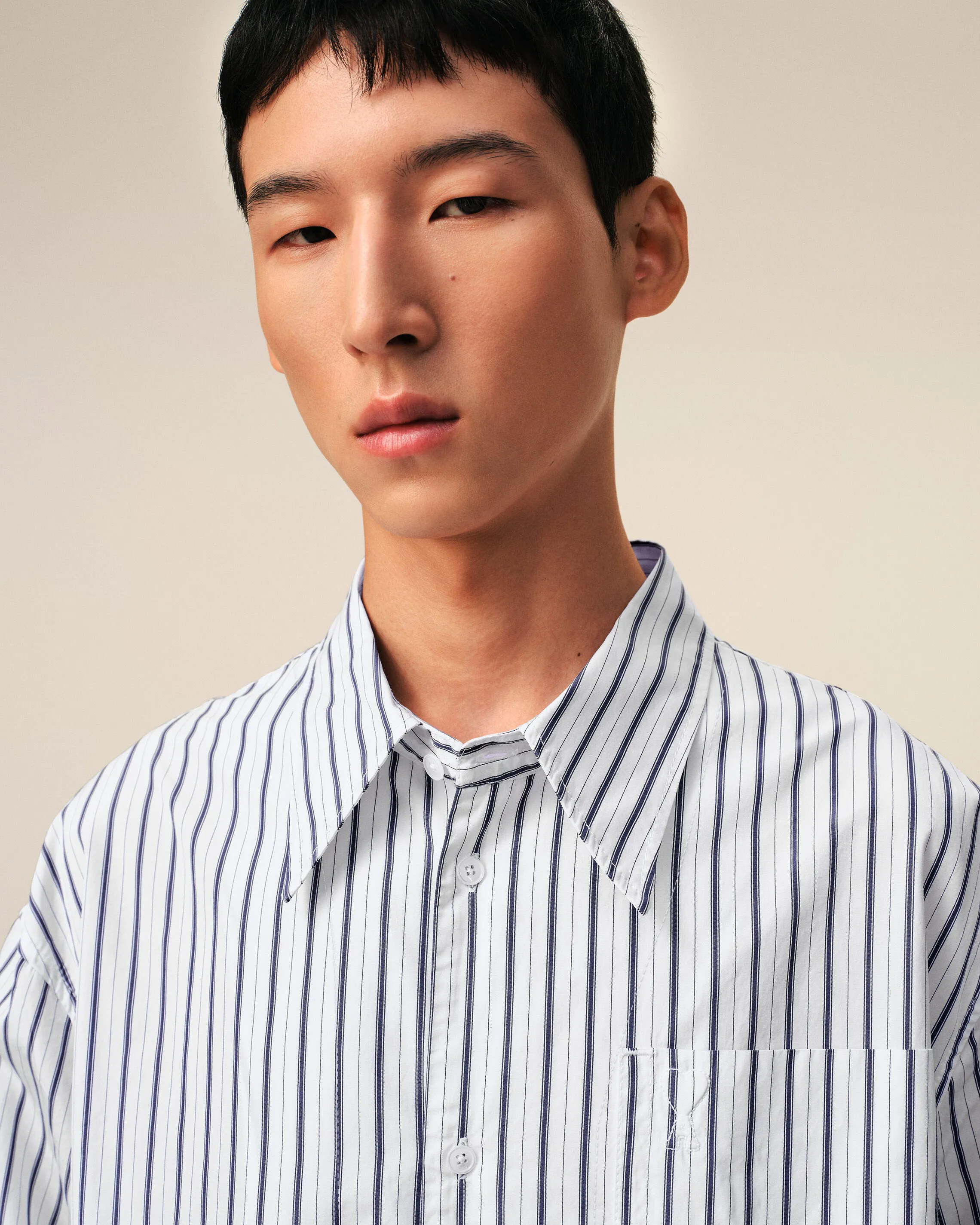 Robe Chemise Blanche Rayée Large Ami De Coeur en Coton sold by Ami product image thumbnail 4