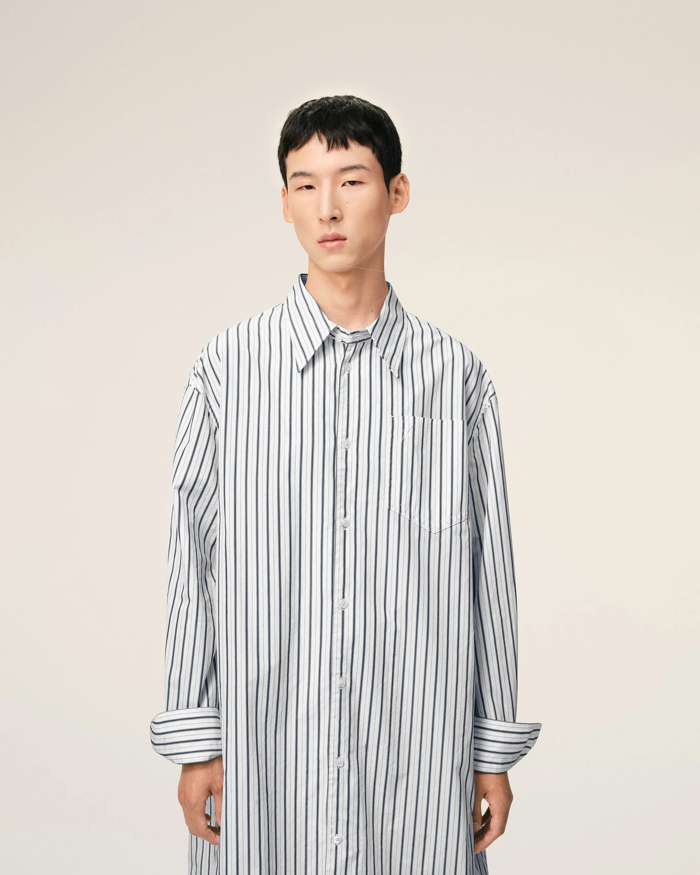 Robe Chemise Blanche Rayée Large Ami De Coeur en Coton sold by Ami product image thumbnail 3