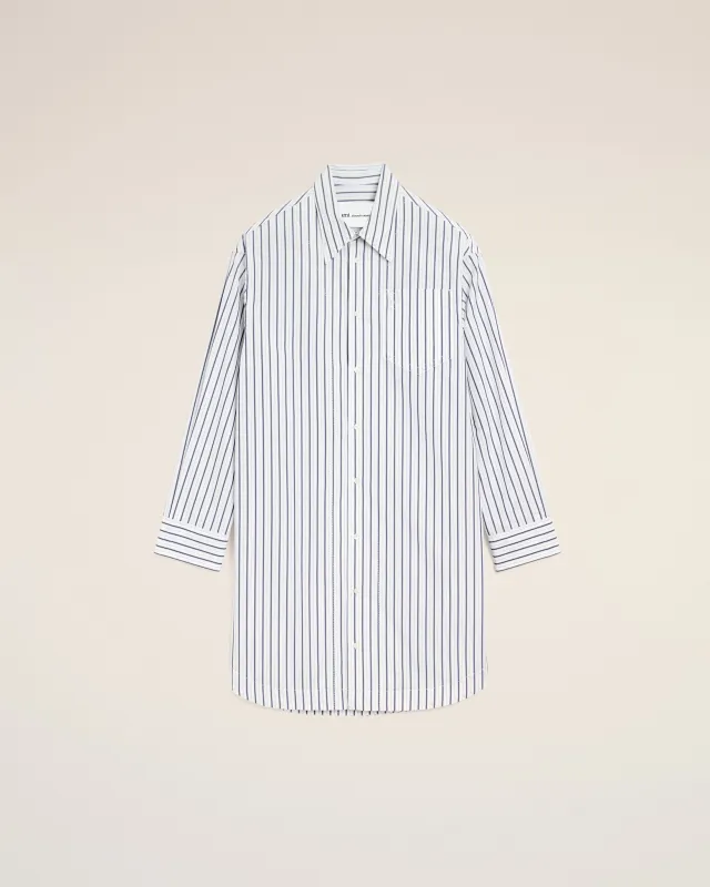 Robe Chemise Blanche Rayée Large Ami De Coeur en Coton made by Ami