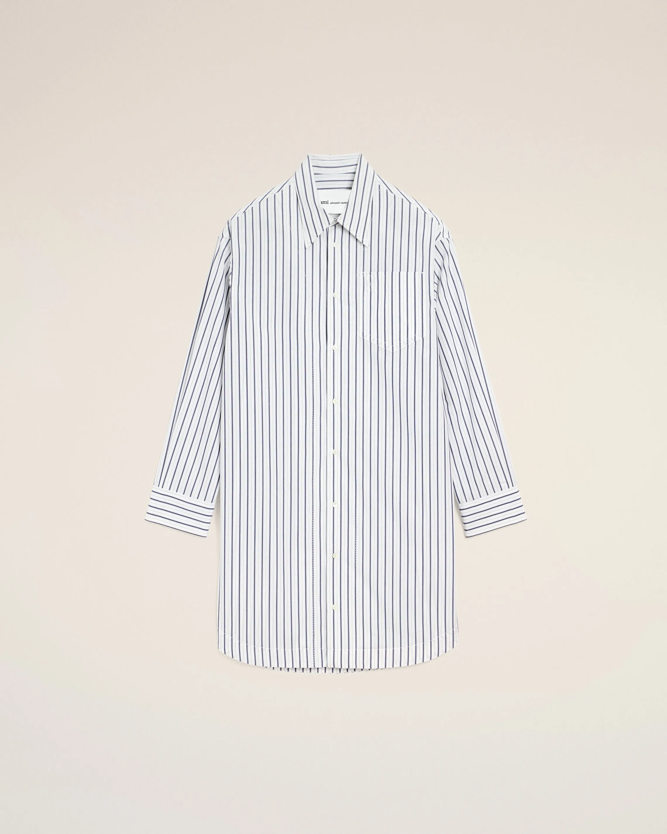 Robe Chemise Blanche Rayée Large Ami De Coeur en Coton sold by Ami