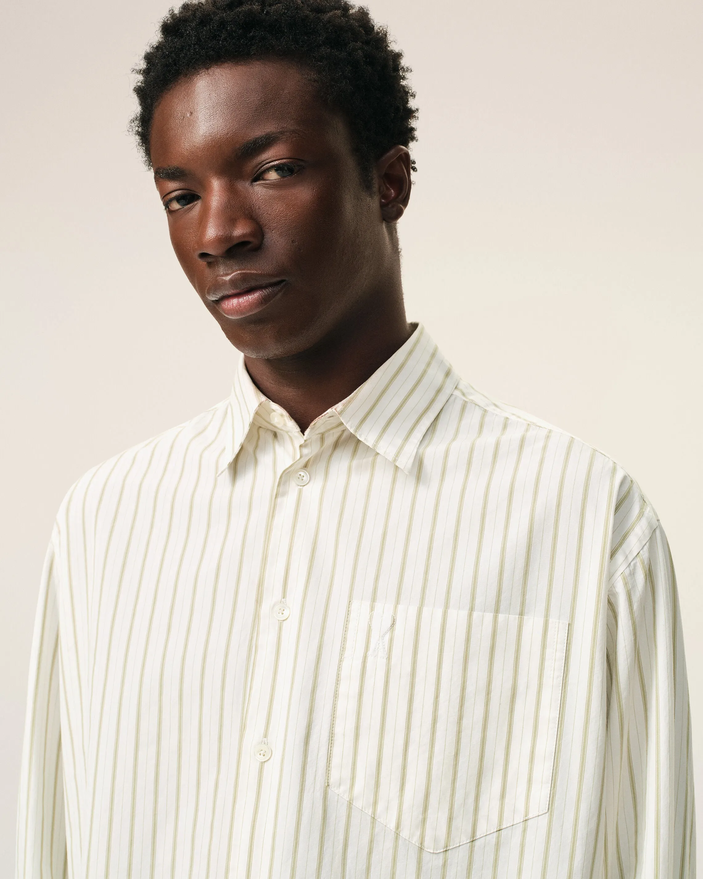 Chemise Boxy Blanche Rayée Ami De Coeur en Coton sold by Ami product image thumbnail 4