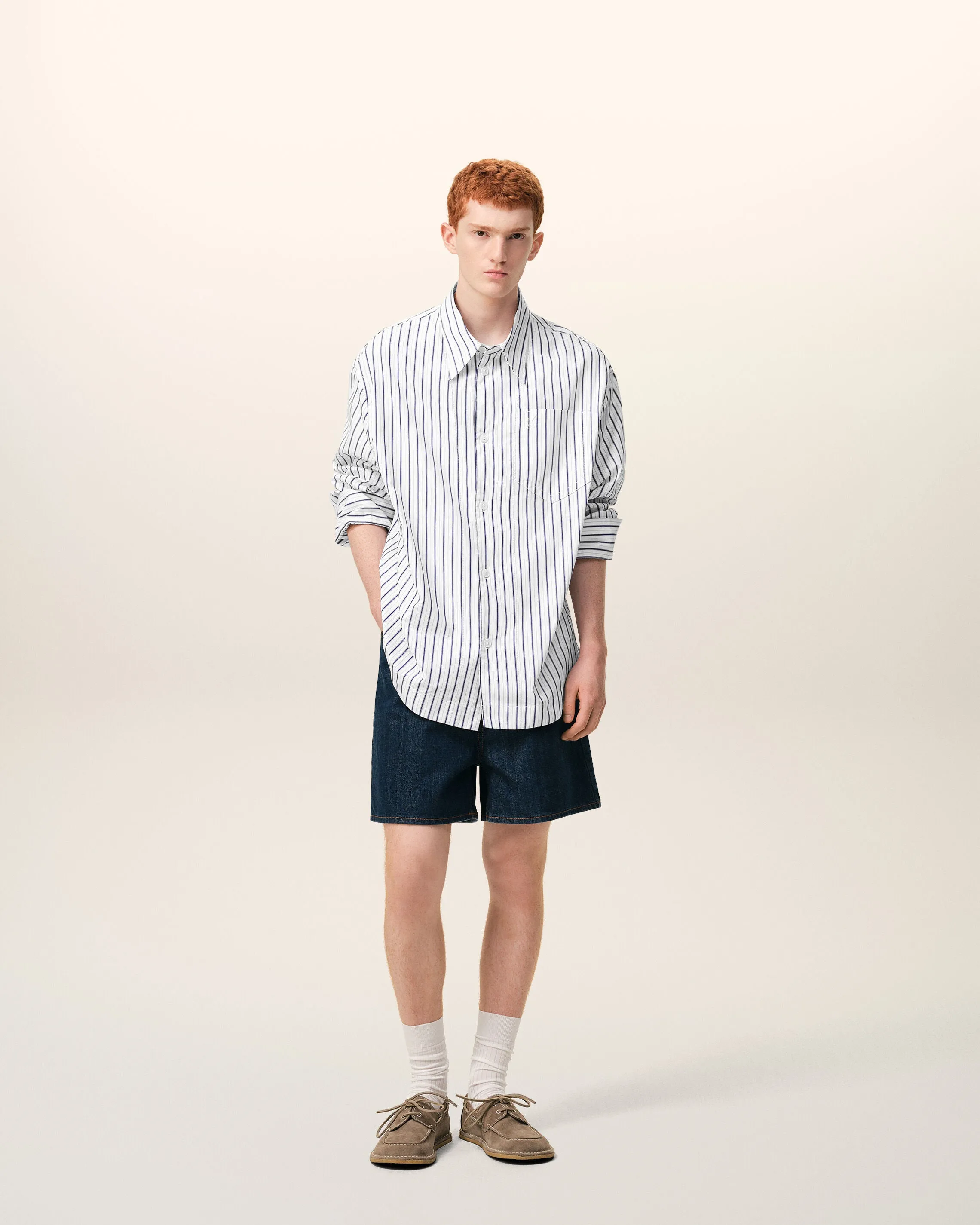 Chemise Large Blanche Rayée Ami De Coeur en Coton sold by Ami product image thumbnail 2