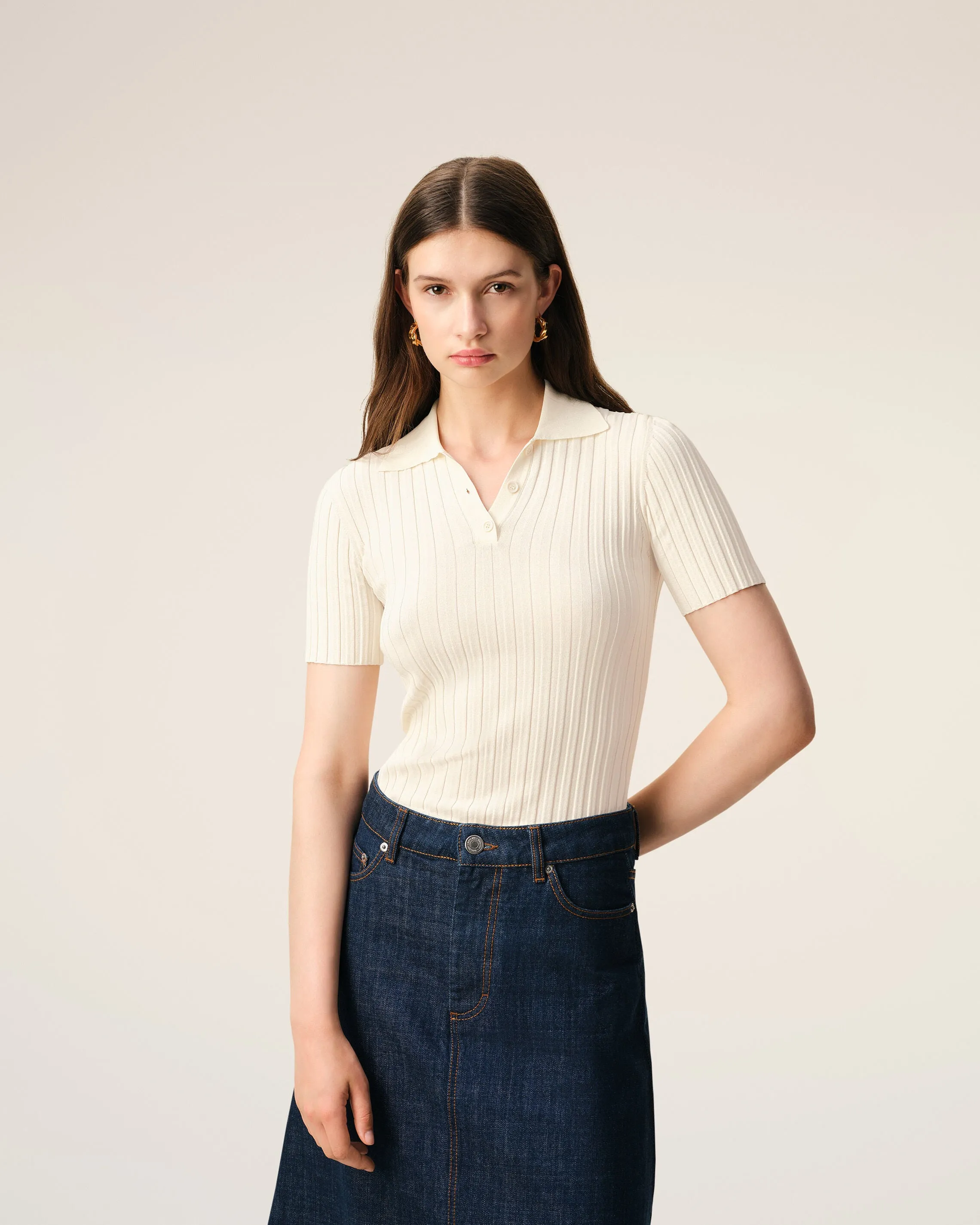 Polo Blanc Manches Courtes en Maille sold by Ami product image thumbnail 3