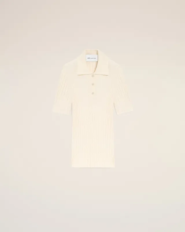 Polo Blanc Manches Courtes en Maille made by Ami