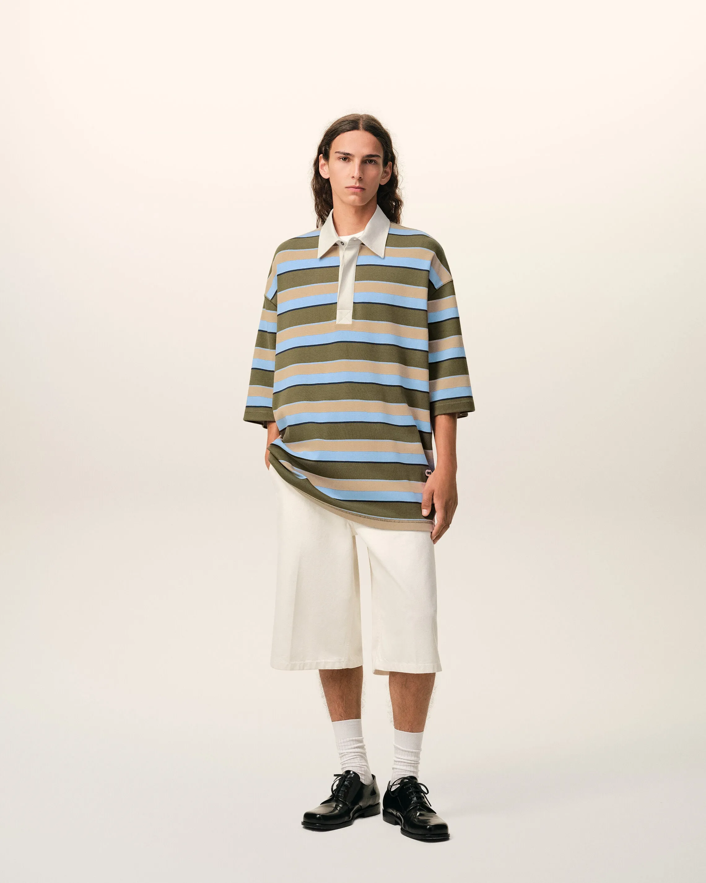 Polo Rayé Bleu Empiècement Ami en Coton sold by Ami product image thumbnail 2