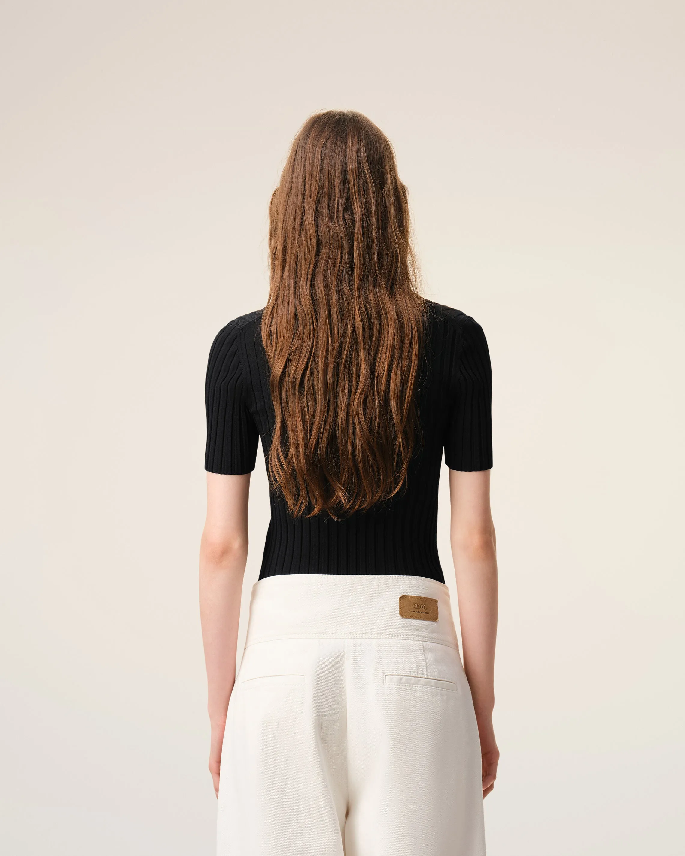 Polo Noir Manches Courtes en Maille sold by Ami product image thumbnail 5