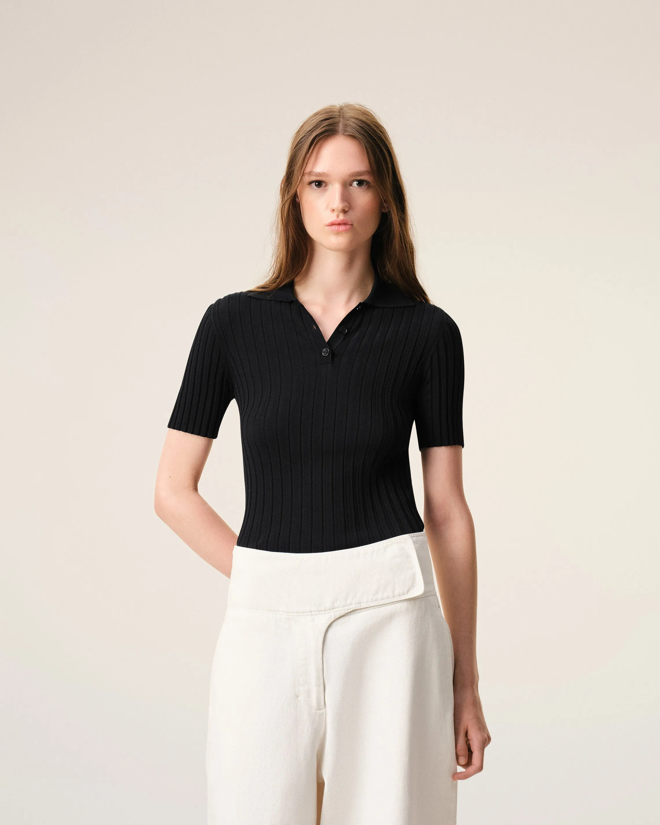 Polo Noir Manches Courtes en Maille sold by Ami product image thumbnail 3