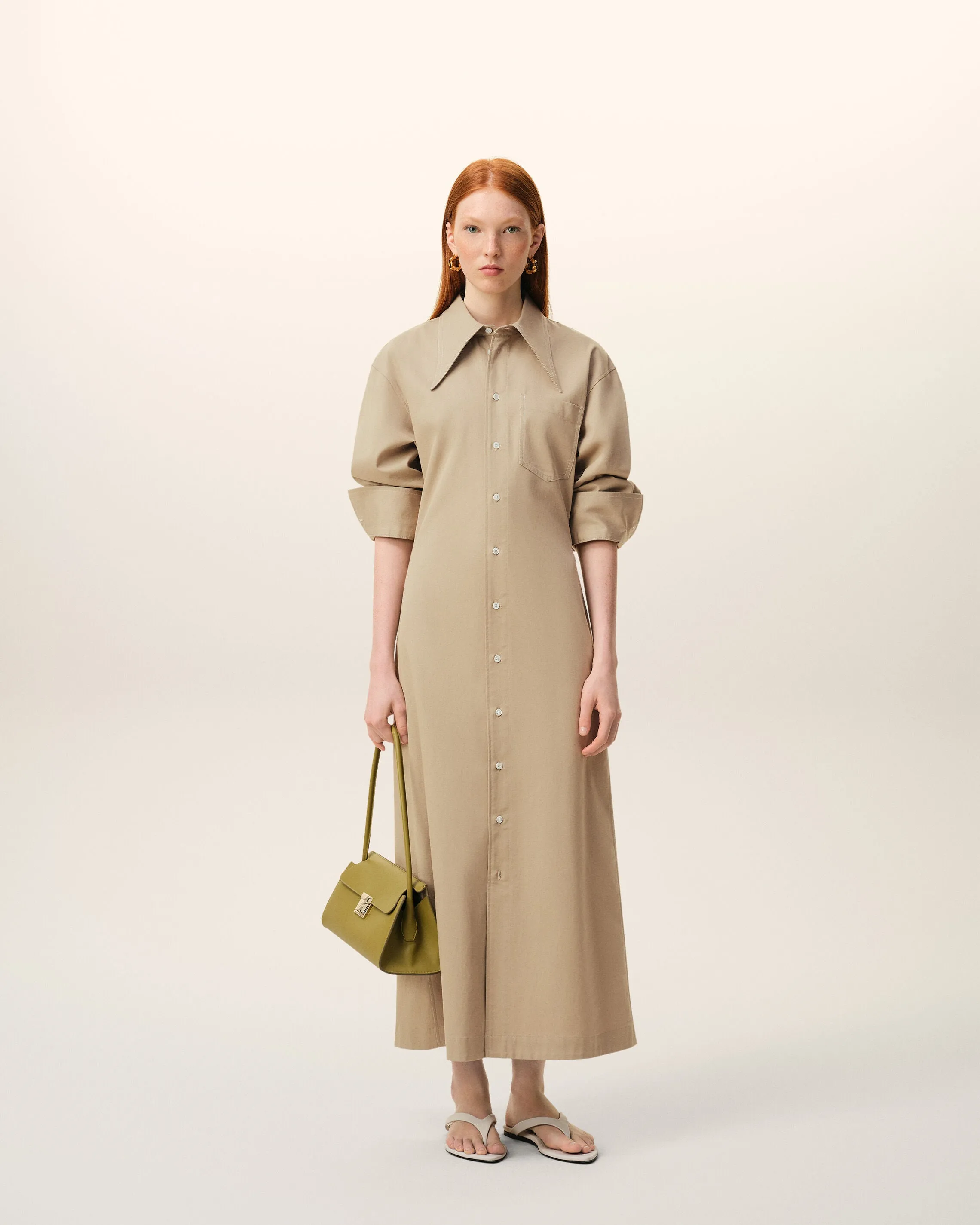 Robe Chemise Beige Cintrée en Coton sold by Ami product image thumbnail 2