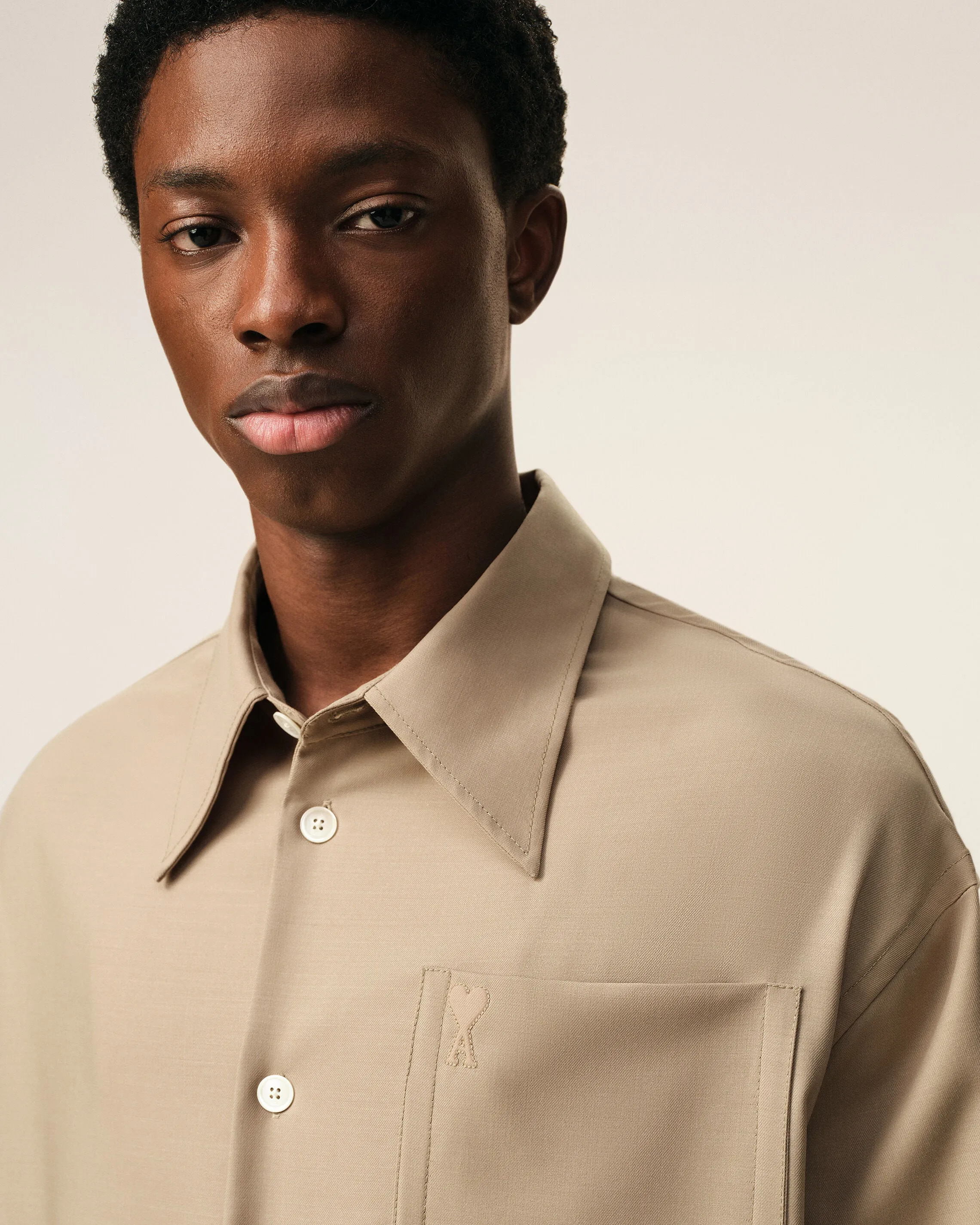 Robe Chemise Beige Large Ami De Coeur en Laine Vierge sold by Ami product image thumbnail 4