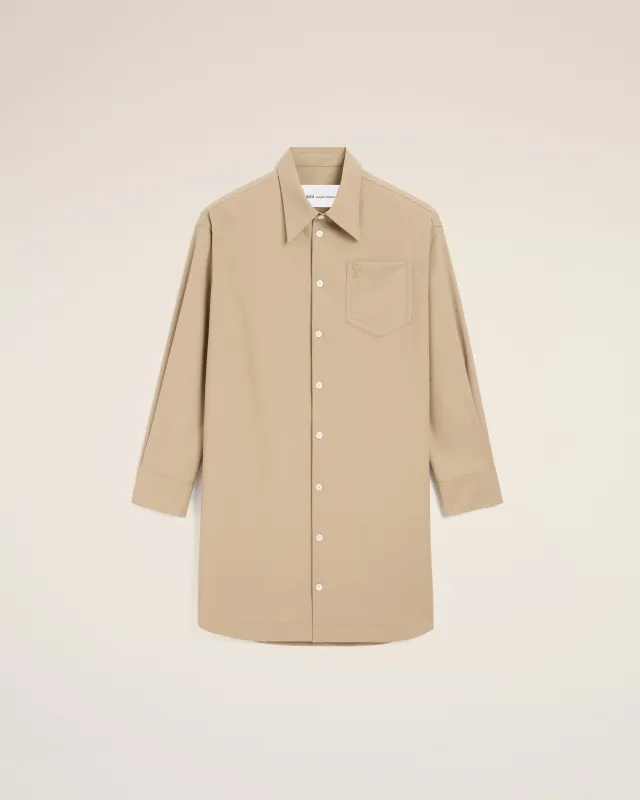 Robe Chemise Beige Large Ami De Coeur en Laine Vierge made by Ami