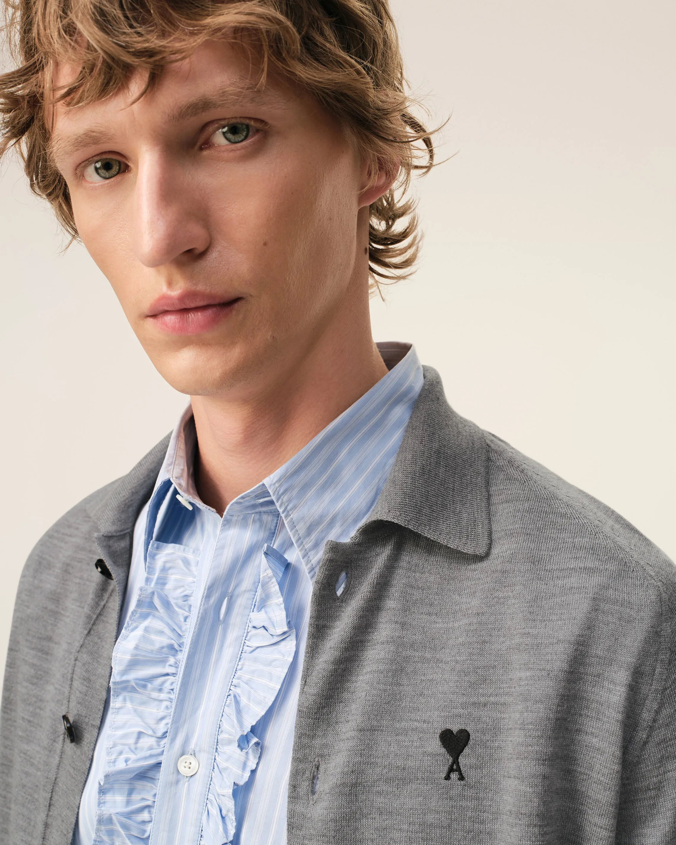 Cardigan Gris Col Chemise Ami De Coeur en Laine sold by Ami product image thumbnail 4