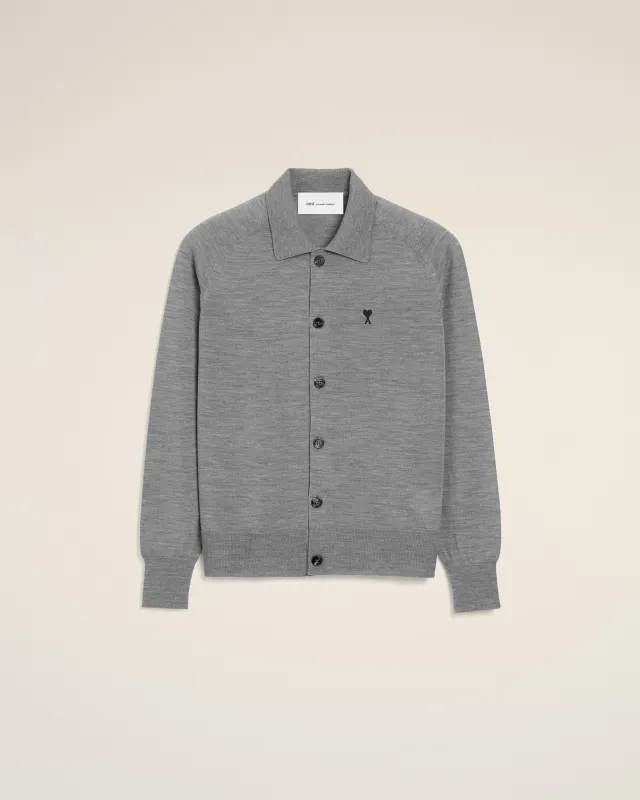 Cardigan Gris Col Chemise Ami De Coeur en Laine made by Ami