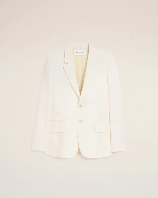 Veste Droite Simple Boutonnage Blanche en Lin Mélangé made by Ami