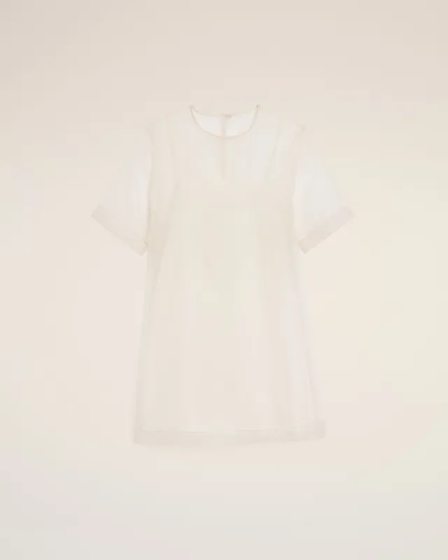 Robe Courte Blanche Trapèze en Soie made by Ami