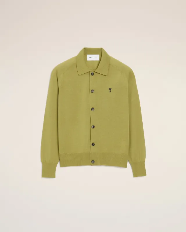 Cardigan Vert Col Chemise Ami De Coeur en Laine made by Ami