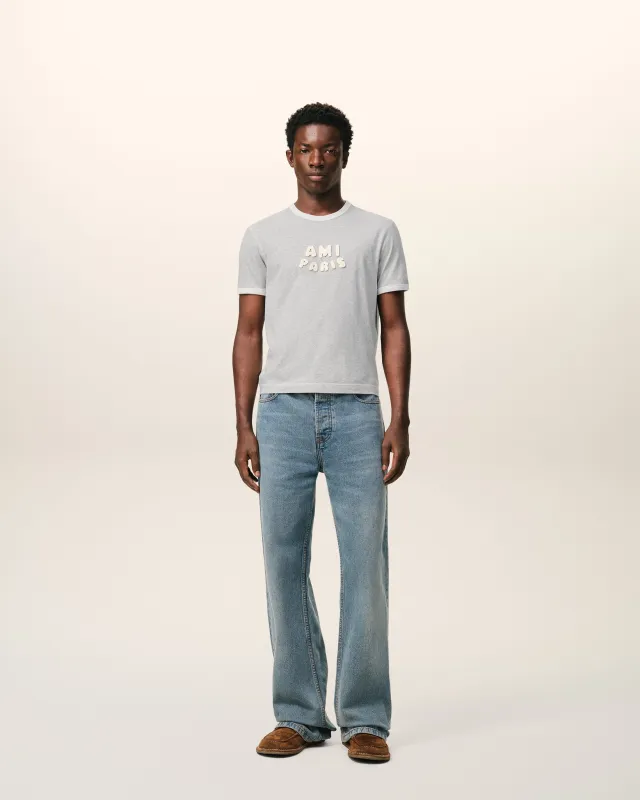 T-shirt Gris Empiècement Ami Paris En Crochet en Coton made by Ami