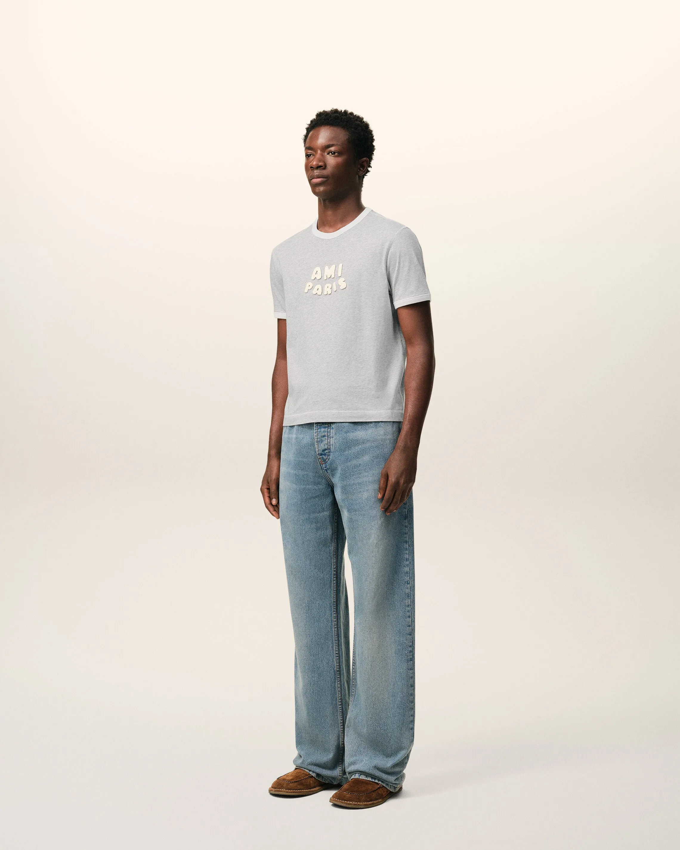 T-shirt Gris Empiècement Ami Paris En Crochet en Coton sold by Ami product image thumbnail 5