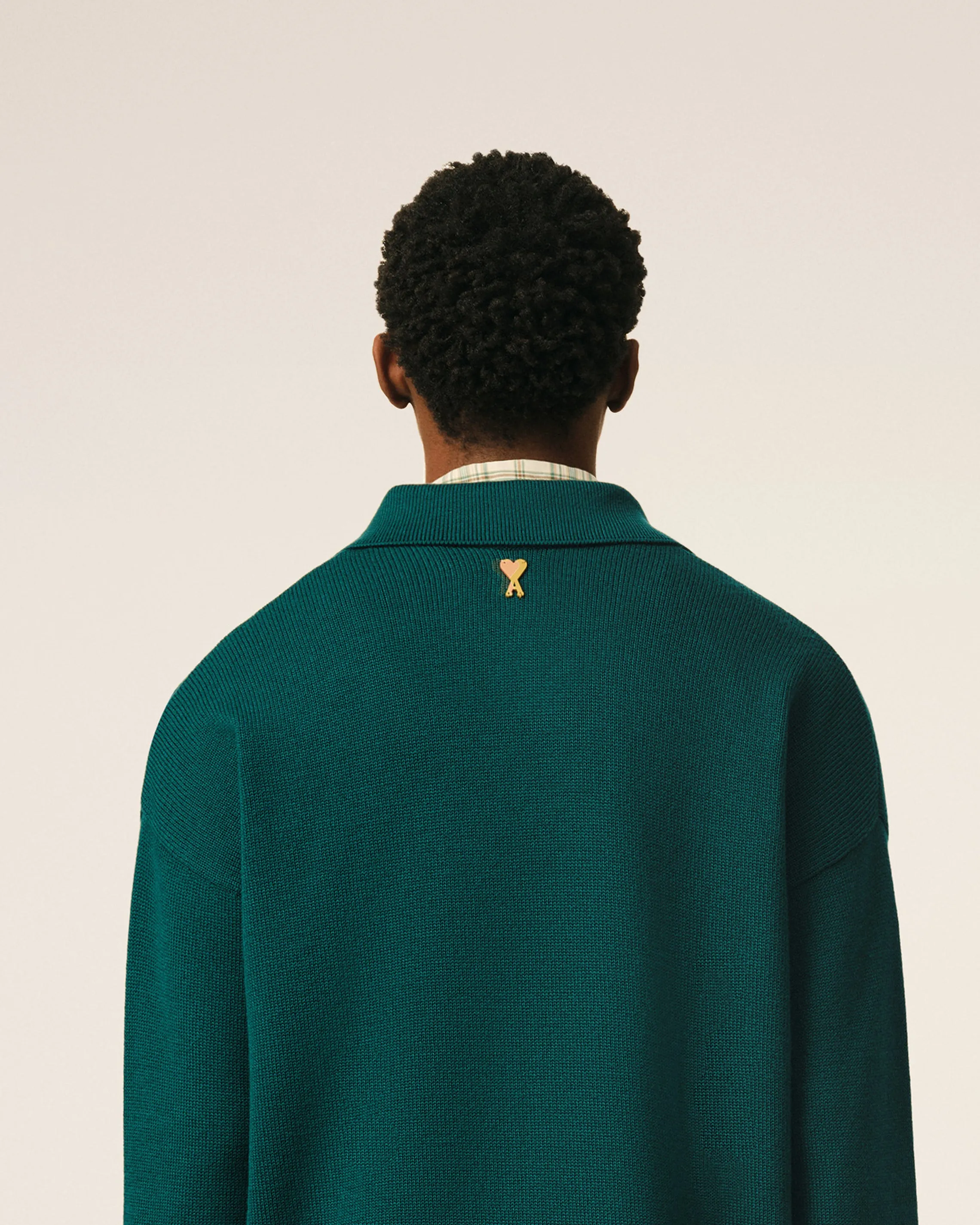 Polo Boxy Vert En Laine Et Coton sold by Ami product image thumbnail 5