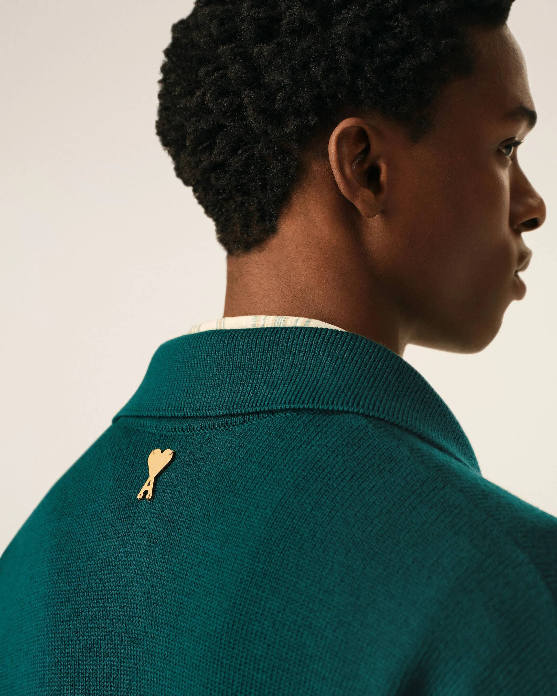 Polo Boxy Vert En Laine Et Coton sold by Ami product image thumbnail 4