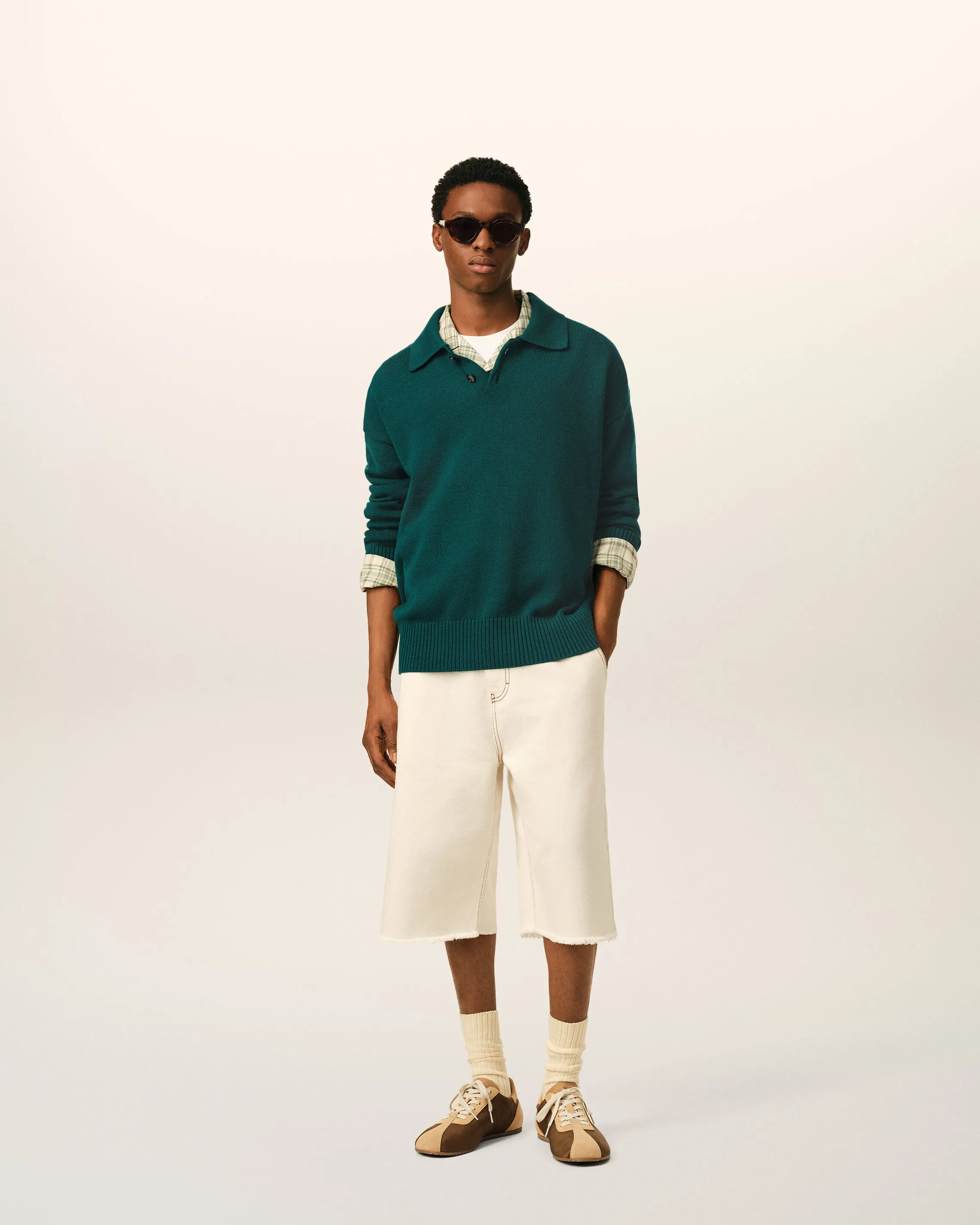 Polo Boxy Vert En Laine Et Coton sold by Ami product image thumbnail 3