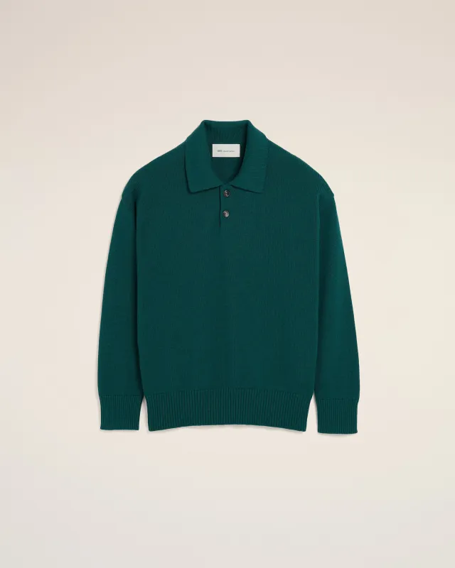 Polo Boxy Vert En Laine Et Coton made by Ami
