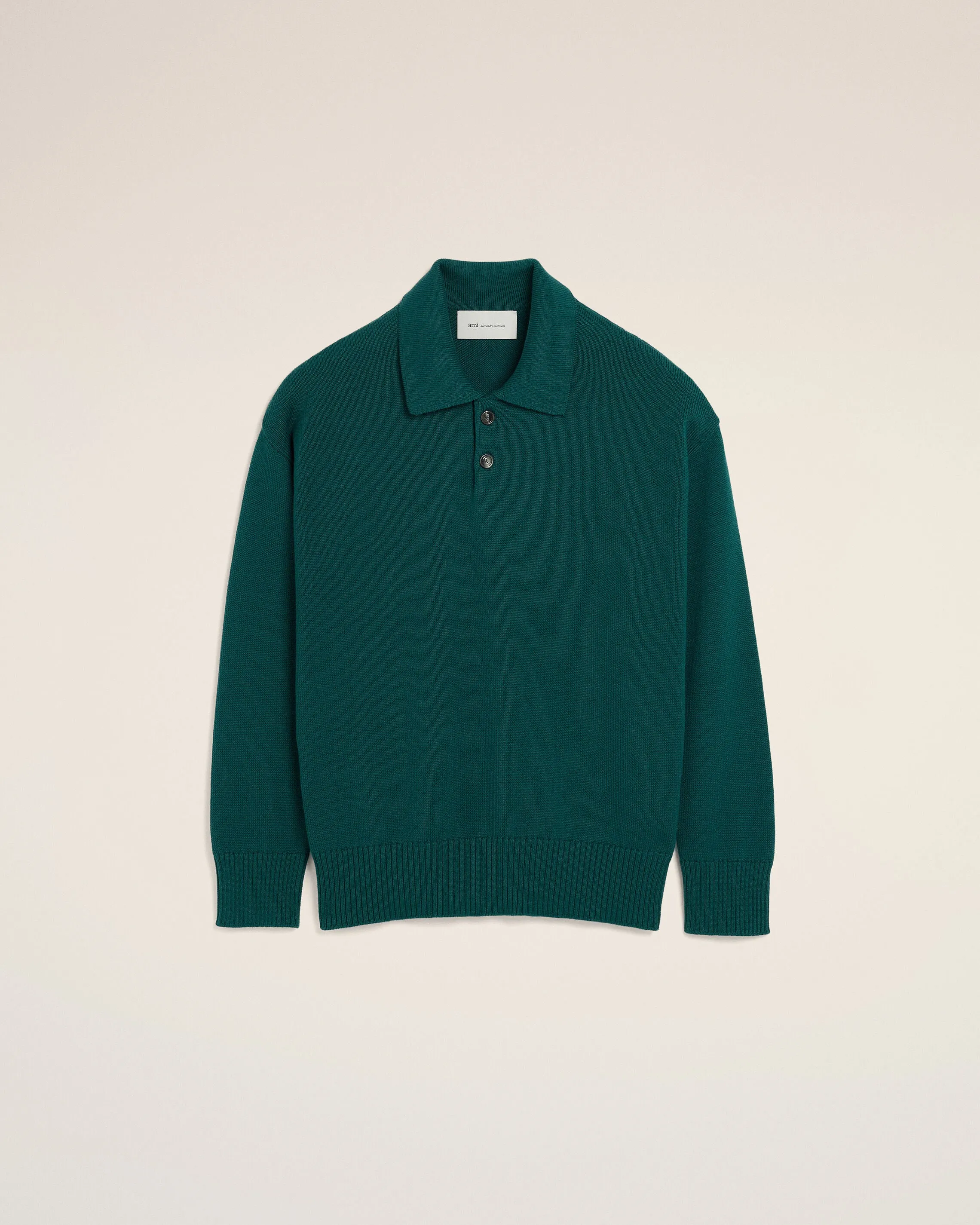 Polo Boxy Vert En Laine Et Coton sold by Ami