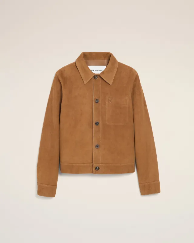 Veste Marron Boutonnée Ami De Coeur en Cuir De Chèvre made by Ami