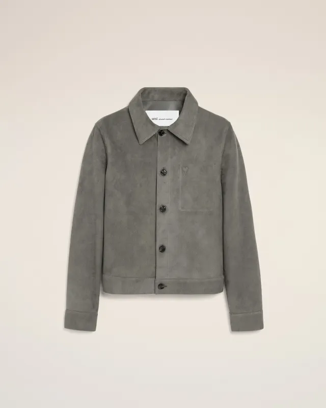 Veste Grise Boutonnée Ami De Coeur en Cuir De Chèvre made by Ami