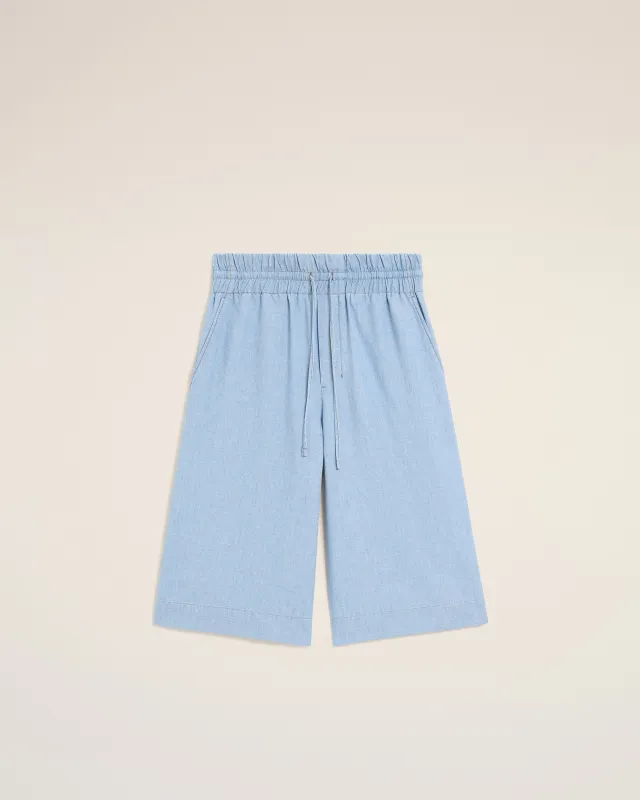 Bermuda bleu large élastiqué en coton made by Ami