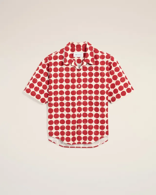 Chemise boxy rouge à pois en coton manches courtes made by Ami