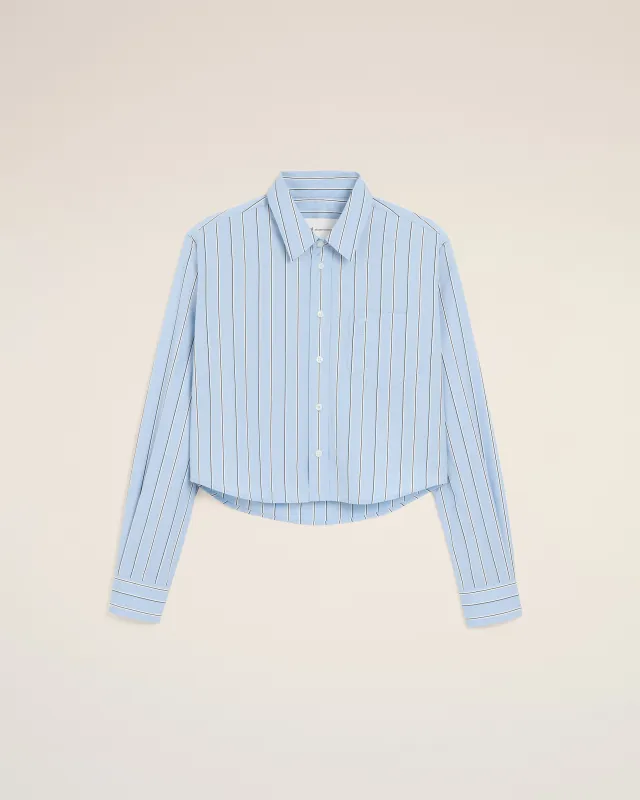 Chemise rayée bleue courte en coton made by Ami