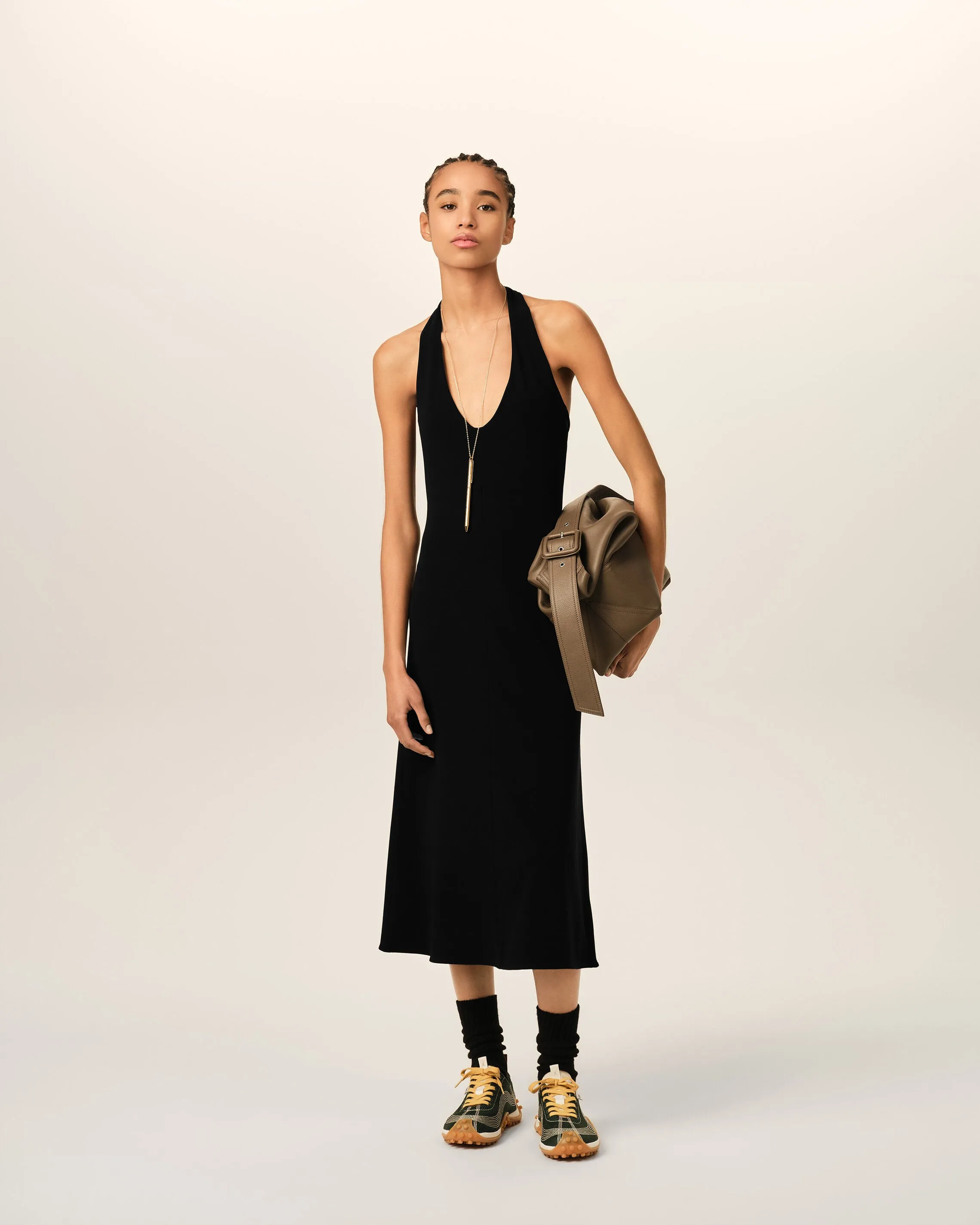Robe midi dos nu noire en jersey sold by Ami product image thumbnail 2