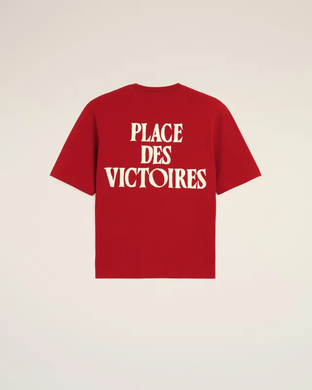 T-shirt rouge imprimé en coton "Place des Victoires" made by Ami