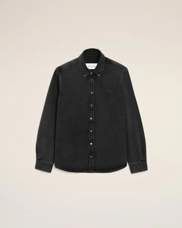 Chemise Denim Noir Ami De Coeur en Coton made by Ami
