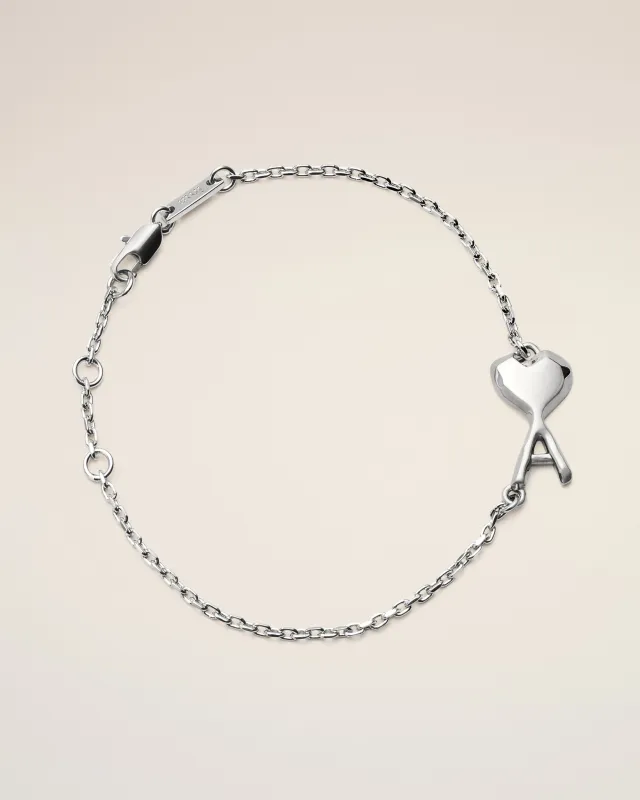 Bracelet argenté en laiton Ami de Coeur martelé made by Ami
